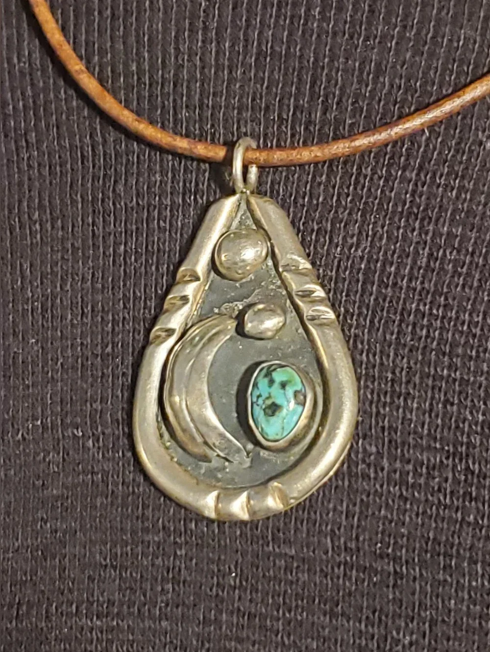 Native American Turquoise Pendant Necklace Vintage Sterling Silver